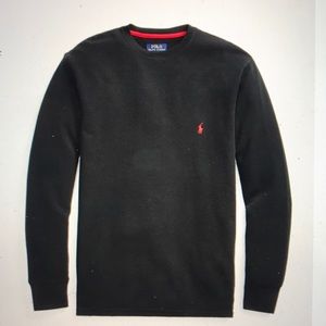 Men’s polo waffle knit crew neck thermal